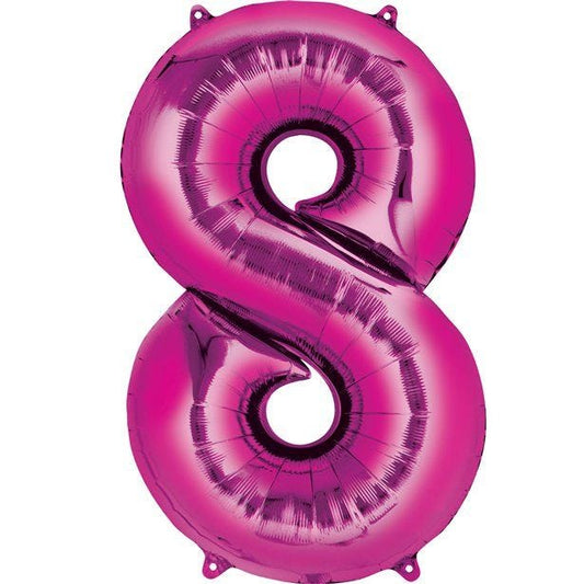 Pink Number 8 Air Filled Balloon - 16" Foil