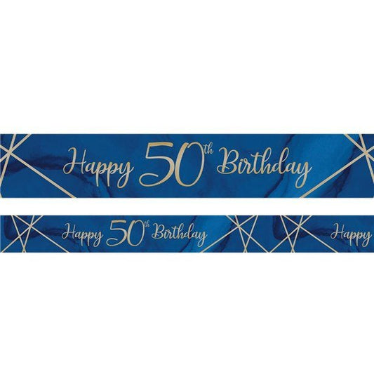 Navy & Gold Geode 'Happy 50th Birthday' Foil Banner - 2.74m