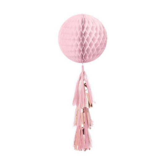 Rose Gold Blush Honeycomb Ball with Tassel Tail - 71cm
