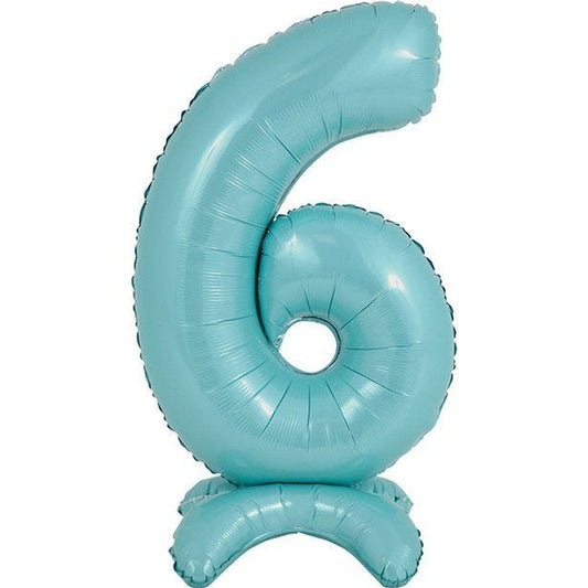 Number 6 Standing Pastel Blue Balloon - 25" Foil