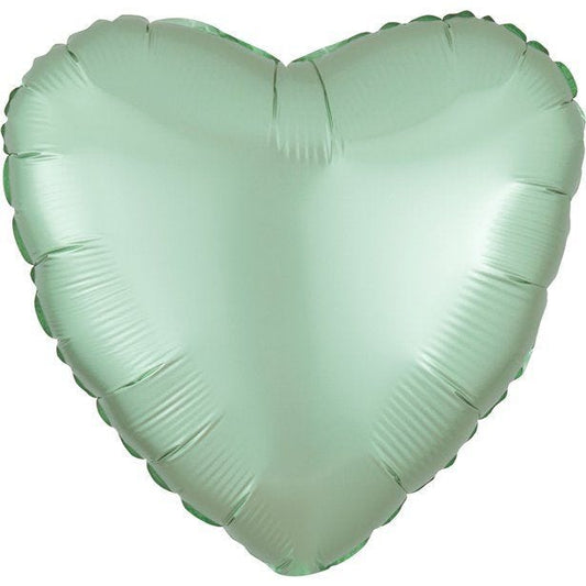 Mint Green Heart Satin Luxe Balloon - 18'' Foil - unpackaged