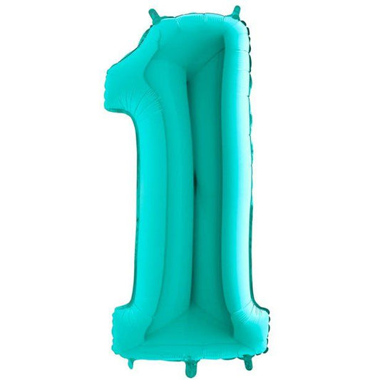 Number 1 Tiffany Blue Foil Balloon - 40"