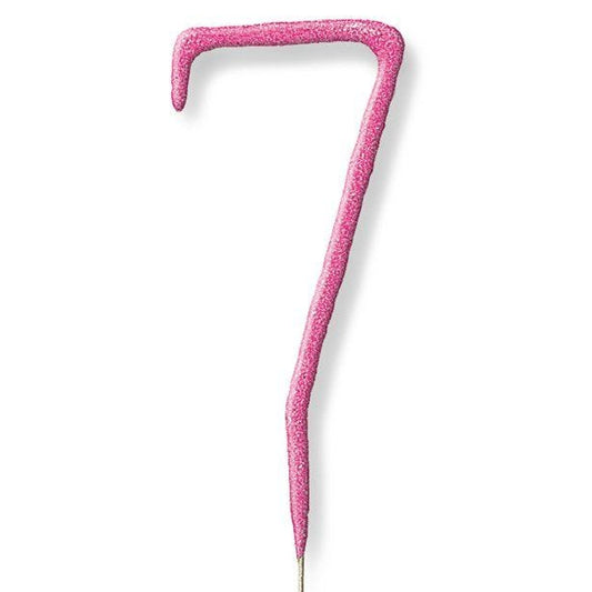 Pink Number 7 Sparkler Candle - 7"