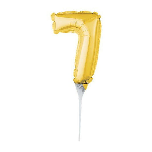Air-Filled Gold Balloon Number 7 Cake Topper - 15cm