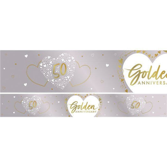 50th Golden Wedding Anniversary Foil Banner - 2.74m