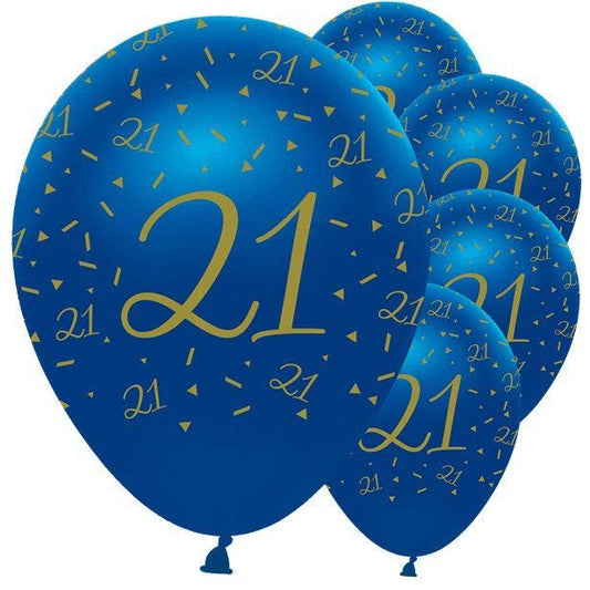 Navy & Gold Geode 21st Birthday Latex Balloons - 12" (6pk)