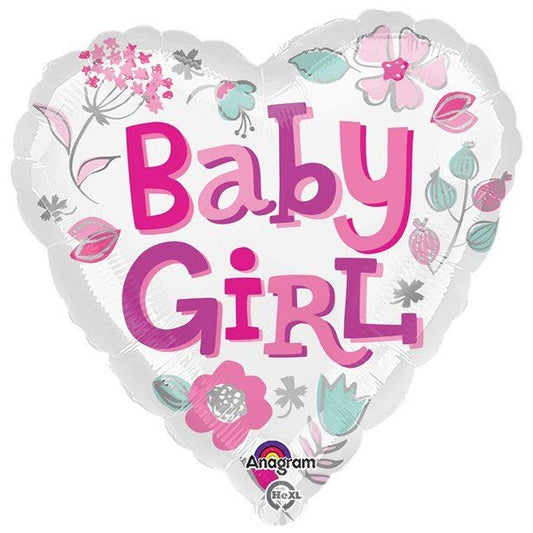 Baby Girl Heart Balloon - 18" Foil