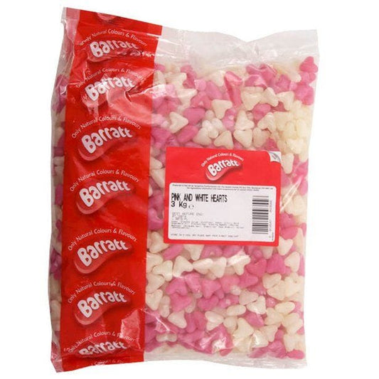 Pink & White Jelly Love Hearts 3kg Bulk Bag