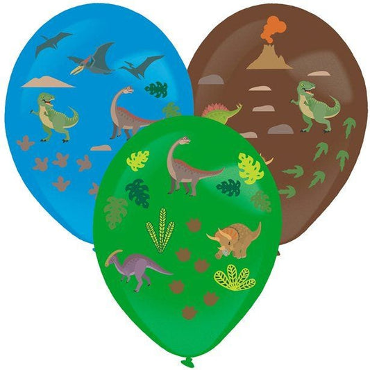 Dinosaur Balloons with Stickers set - 14" Latex (3pk)