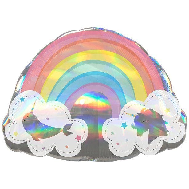 Magical Rainbow Holographic SuperShape Balloon - 28" Foil