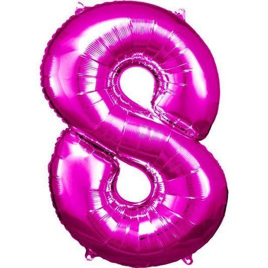 Pink Number 8 Balloon - 34" Foil