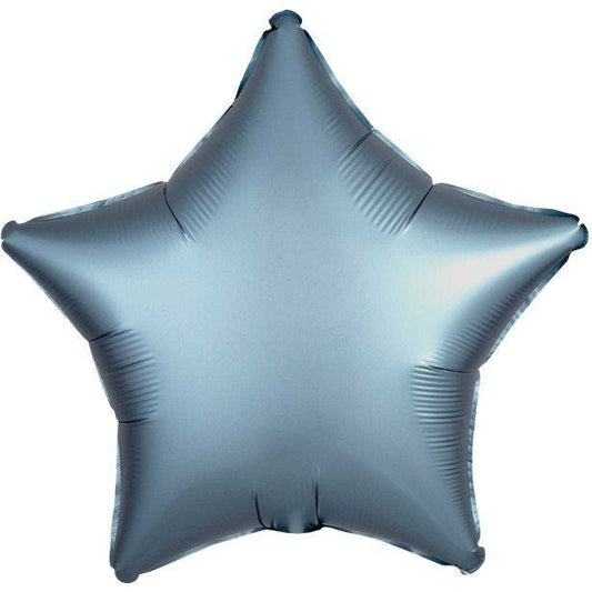 Steel Blue Satin Luxe Star Foil Balloon - 18"