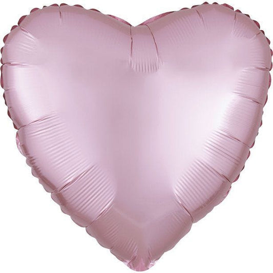 Pastel Pink Heart Satin Luxe Balloon - 18" Foil - Unpackaged