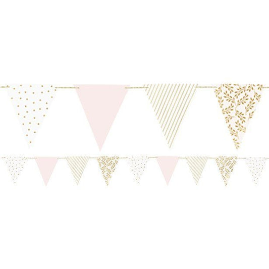 Gold & Pink Patterned Paper Bunting -  2.1 m