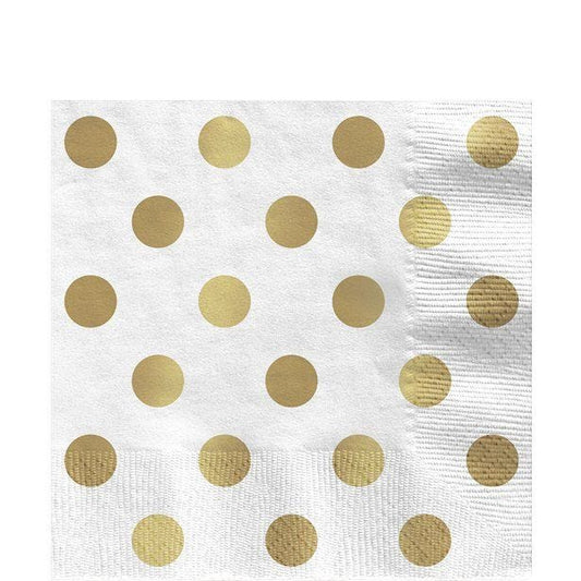 Metallic Gold Dot Paper Napkins - 33cm (16pk)