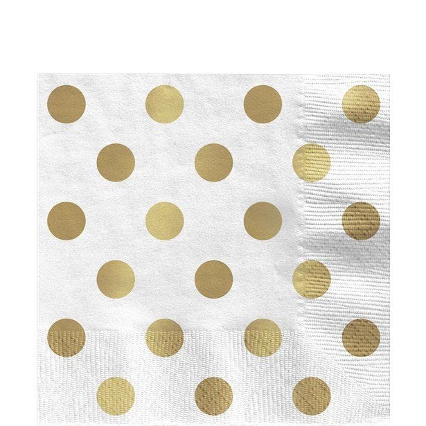 Metallic Gold Dot Paper Napkins - 33cm (16pk)