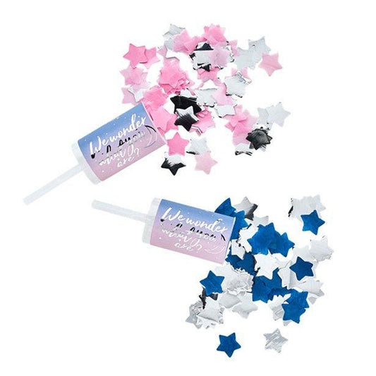 Gender Reveal Confetti Push Poppers - Pink & Blue (2pk)