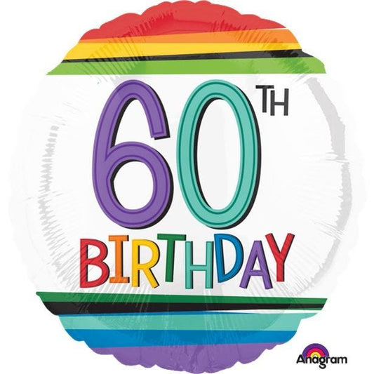 60th Birthday Rainbow Balloon - 18" Foil