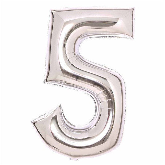 Number 5 Silver Foil Balloon - 34"
