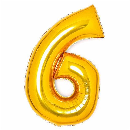 Number 6 Gold Foil Balloon - 34"