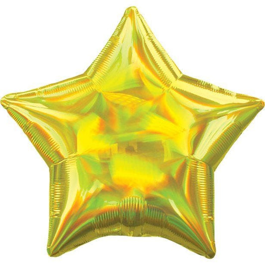 Yellow Iridescent Star Balloon - 18'' Foil - unpackaged