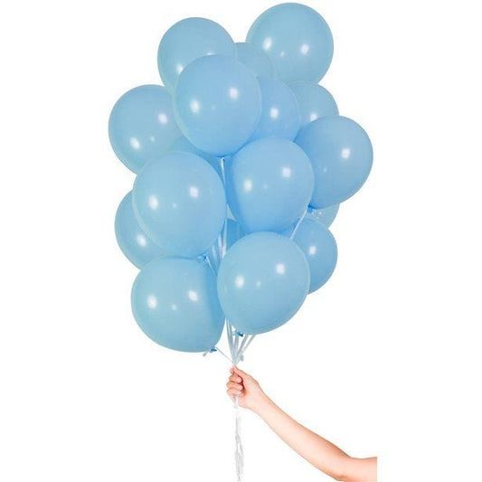 Light Blue Balloons with Ribbon - 9" Latex (30pk)