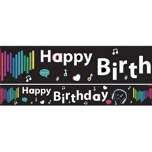 Holographic Music Happy Birthday Banner - 2.7m