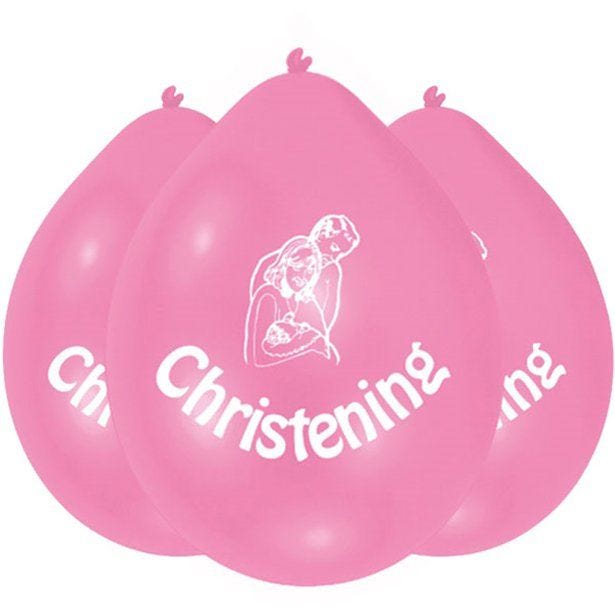 Christening Pink Balloons - 9'' Latex (10pk)