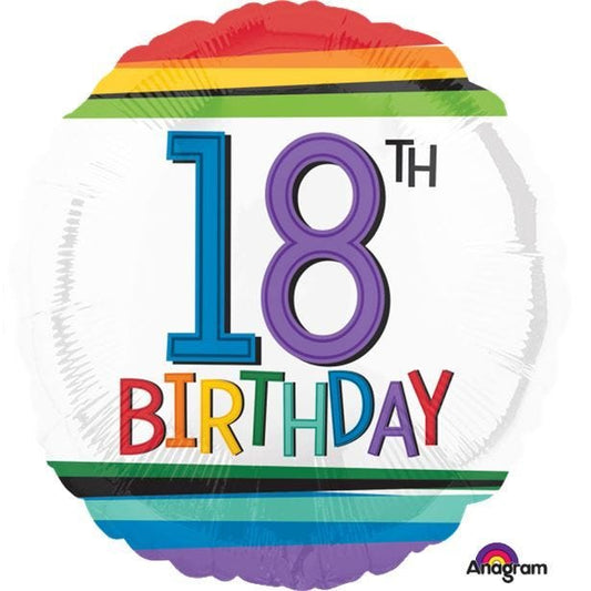 18th Birthday Rainbow Balloon - 18" Foil