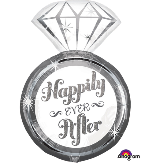 Happily Ever After Ring SuperShape Balloon - 27" Foil