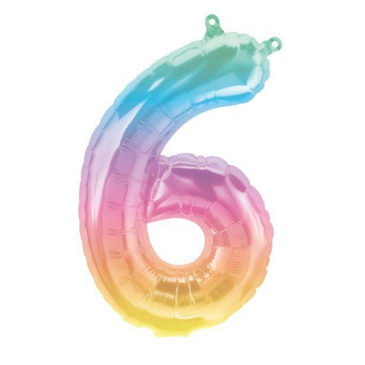 Pastel Ombre Number 6 Balloon - 16" Foil