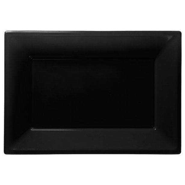 Black Plastic Serving Platters - 23cm x 32cm (3pk)