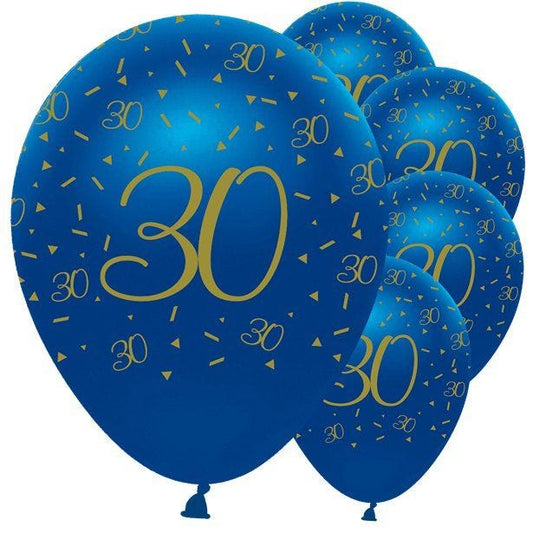 Navy & Gold Geode 30th Birthday Latex Balloons - 12" (6pk)