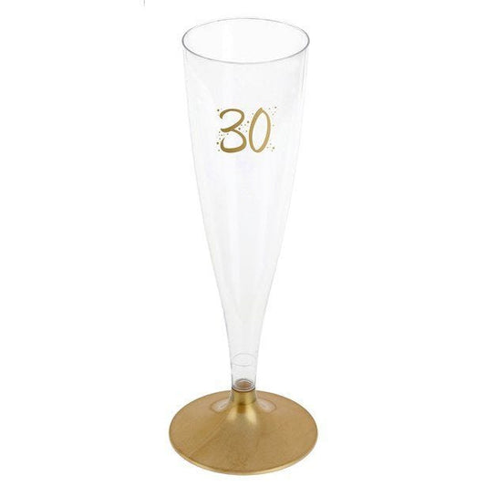 30th Gold Champagne Flutes - 140ml (6pk)