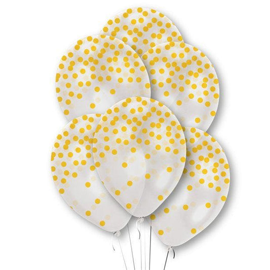Gold Confetti Printed Latex Balloons - 11" (6pk)
