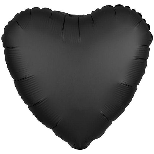 Onyx Black Satin Luxe Heart Balloon - 18" Foil