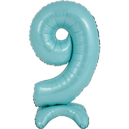 Number 9 Standing Pastel Blue Balloon - 25" Foil