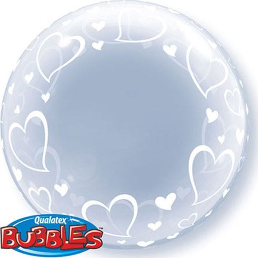 Valentines Heart Design Clear Bubble Balloon - 24"