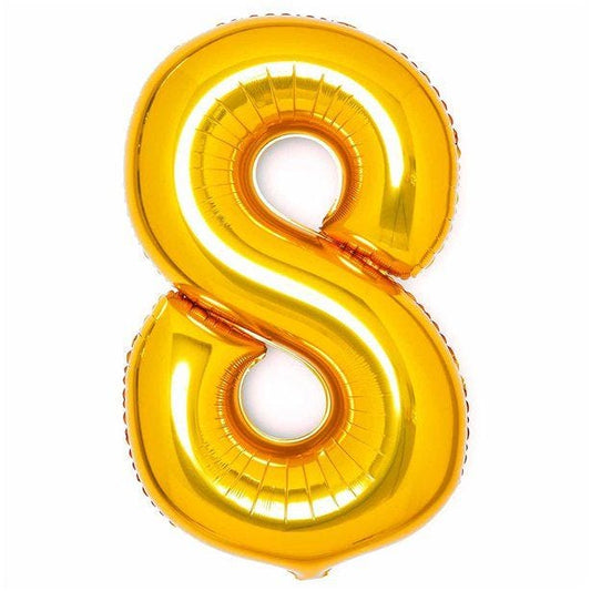 Number 8 Gold Foil Balloon - 34"