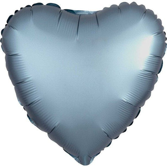 Steel Blue Satin Luxe Heart Foil Balloon - 18"