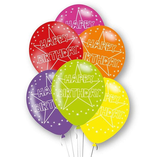 Happy Birthday Assorted Latex Balloons - 11" (6pk)
