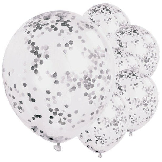 Silver Confetti Balloons - 12" Latex (6pk)