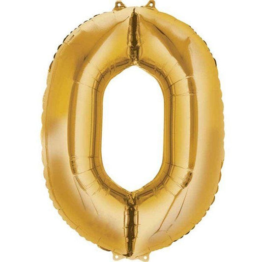 Gold Number 0 Balloon - 16" Foil