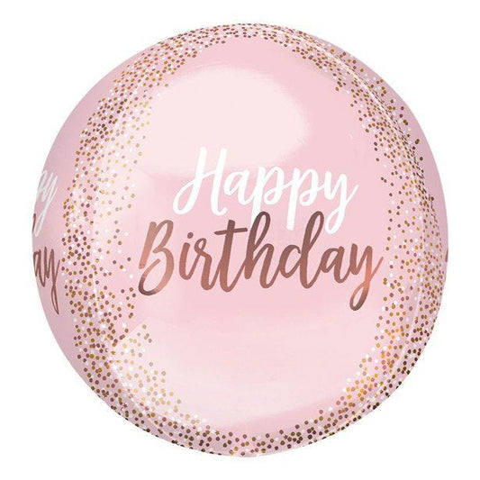 Blush Happy Birthday Orbz Balloon - 16" Foil