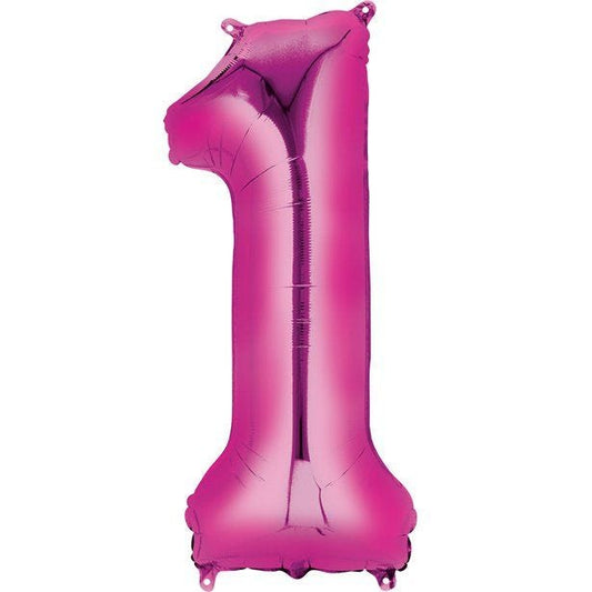 Pink Number 1 Air Filled Balloon - 16" Foil