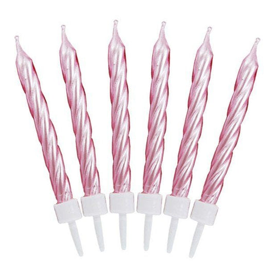 Pearl Pink Twist Candles (12pk)