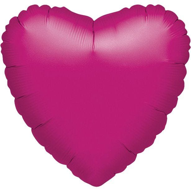 Metallic Fuchsia Pink Heart Valentines Balloon - 18" Foil - unpackaged