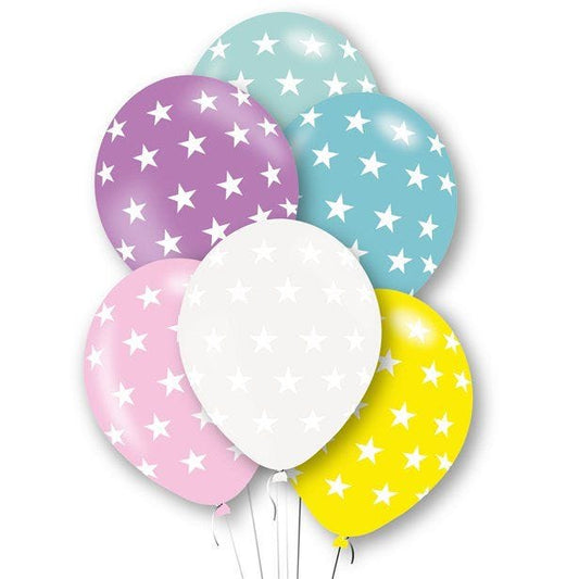 Star Print Assorted Latex Balloons - 11" (6pk)