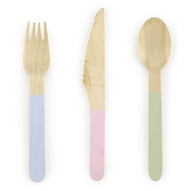 Pastel Mix Wooden Cutlery Set - 18pk (18pk)