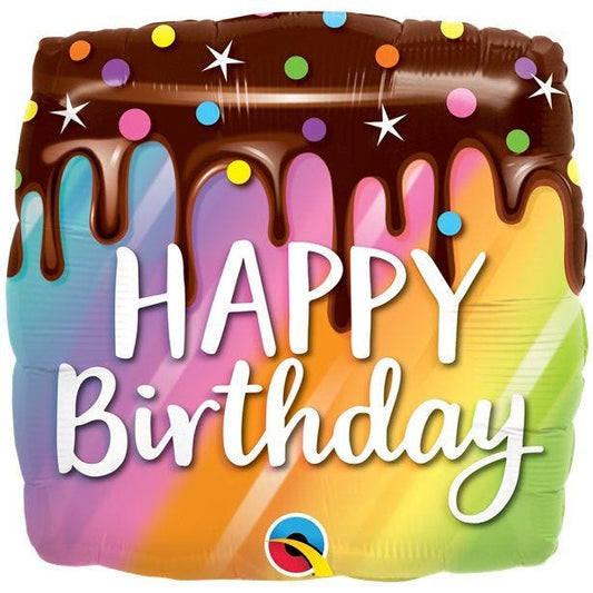 Rainbow Happy Birthday Cake Balloon - 18" Foil